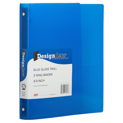 JAM Paper Designders 1 3-Ring Flexible Poly Binders, Blue (750T1BU)