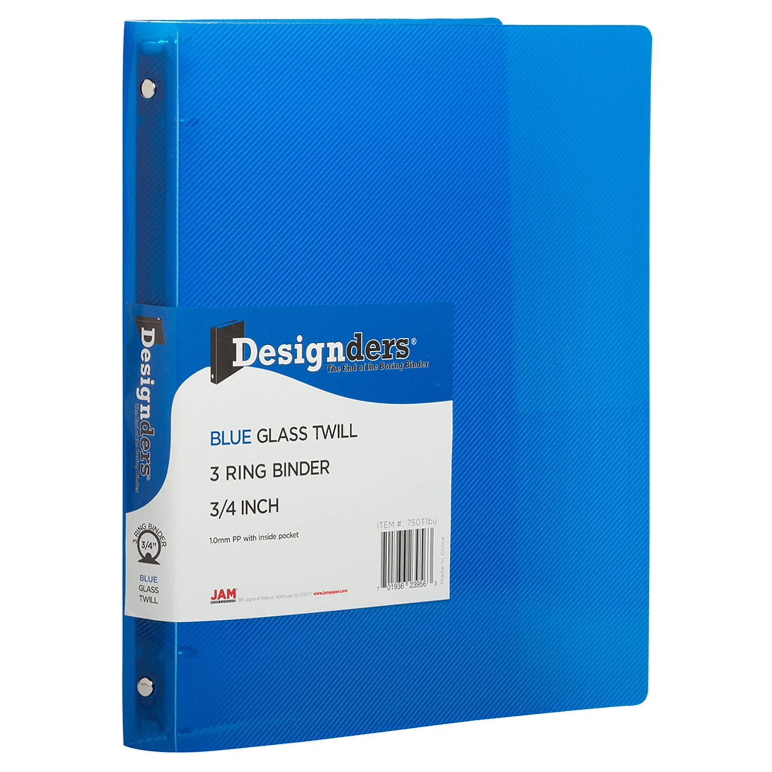 JAM Paper Designders 1 3-Ring Flexible Poly Binders, Blue (750T1BU)