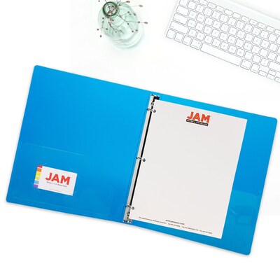 JAM Paper Designders 1" 3-Ring Flexible Poly Binders, Blue (750T1BU)