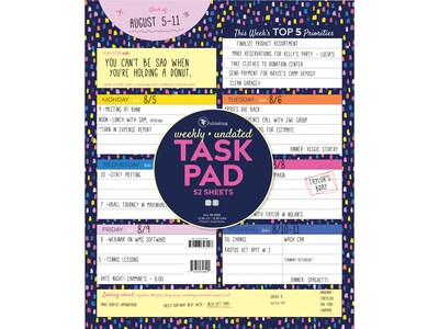 TF Publishing Large Bright Week Message Pad, 9 x 12, Unruled, Multicolor, 52 Sheets/Pad, 1 Pad/Pack (99-6888)
