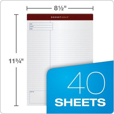 TOPS Docket Gold Notepads, 8.5" x 11.75", Quad, White, 40 Sheets/Pad, 4 Pads/Pack (TOP 77102)