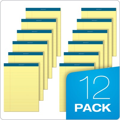 TOPS Docket Notepads, 8.5" x 11.75", Wide Ruled, Canary, 50 Sheets/Pad, 12 Pads/Pack (TOP63400)