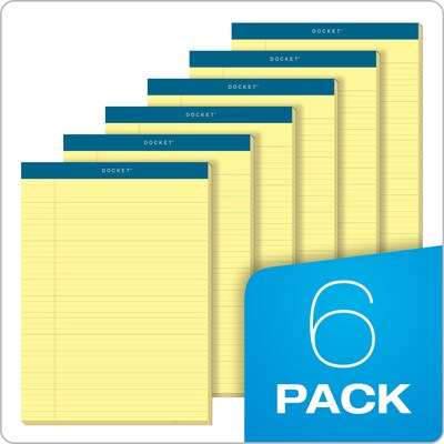 TOPS Docket Notepads, 8.5" x 11.75", Narrow Ruled, Canary, 100 Sheets/Pad, 6 Pads/Pack (TOP 63376)