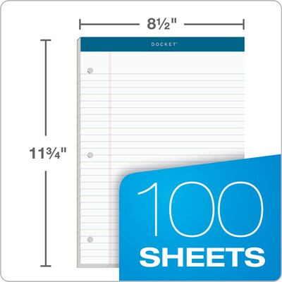 TOPS Docket Notepads, 8.25" x 11.75", Wide, White, 100 Sheets/Pad, 6 Pads/Pack (TOP 63437)