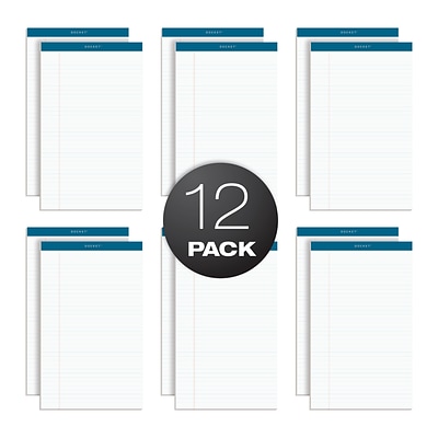 TOPS Docket Writing Pads, 8-1/2 x 14, White, 50 Sheets/Pad, 12 Pads/Pack (63590)