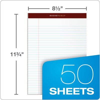 TOPS Docket Gold Notepads, 8.5" x 11.75", White, 50 Sheets/Pad, Dozen (63960)