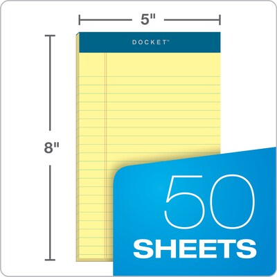 TOPS Docket Notepads, 5 x 8, Narrow Ruled, Canary, 50 Sheets/Pad, 12 Pads/Pack (TOP 63350)