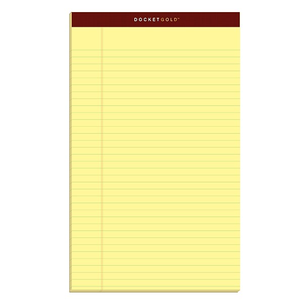 Tops Docket Gold Notepads, 8.5" x 14", Canary, 50 Sheets/Pad, 12 Pads
