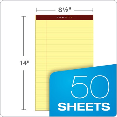 Tops Docket Gold Notepads, 8.5" x 14", Canary, 50 Sheets/Pad, 12 Pads/Pack (63980)