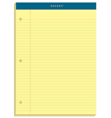 TOPS Double Docket Writing Tablet, 8-1/2 x 11-3/4, College Ruled, Canary, 100 Sheets/Pad (63383)