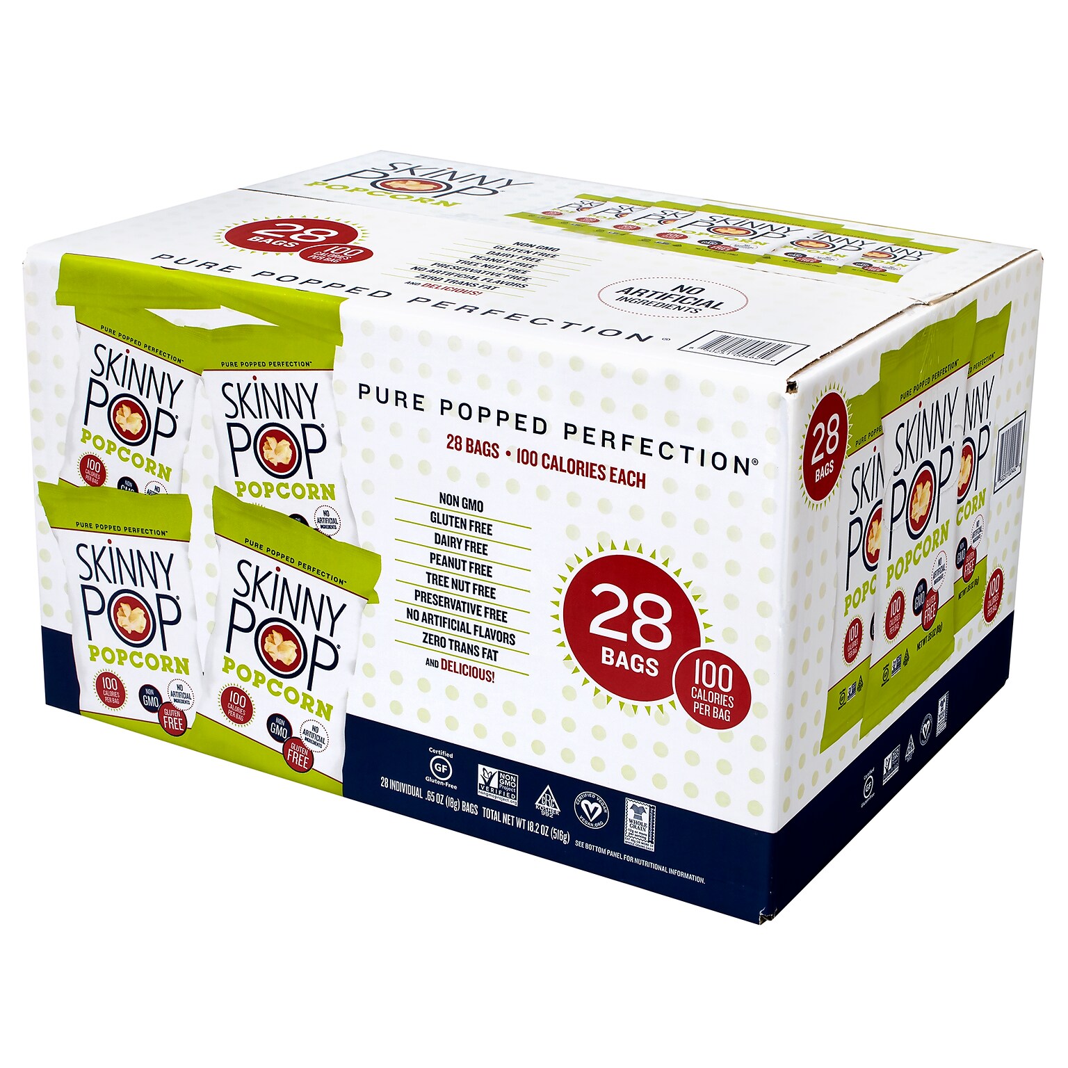Skinny Pop Original Popcorn, .65 oz., 28/Box (SKP00462)