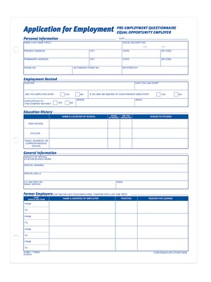 TOPS® Application for Employment, 2-Sided, 8-1/2 x 11", 50 Sheets/Pad, 2 Pads/Box (32851)