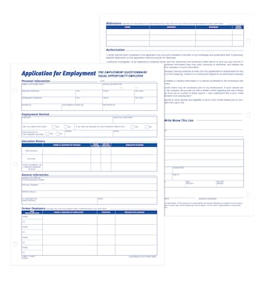 TOPS® Application for Employment, 2-Sided, 8-1/2 x 11", 50 Sheets/Pad, 2 Pads/Box (32851)