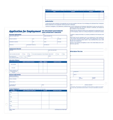 TOPS® Application for Employment, 2-Sided, 8-1/2 x 11", 50 Sheets/Pad, 2 Pads/Box (32851)