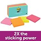 Post-it® Super Sticky Notes, 3 x 3, Miami Collection, 90 Sheets/Pad, 12 Pads/Pack (654-12SSMIA)