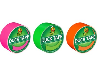Duck Heavy Duty Duct Tapes, 1.88 x 15 Yds., Neon Pink/Green/Orange, 3 Rolls/Pack (DUCKNEON3PK-STP)