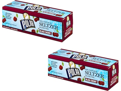 Polar Seltzer Water, 12 Fl. Oz., Black Cherry, 12/Carton, 2 Cartons/Pack (1000228)