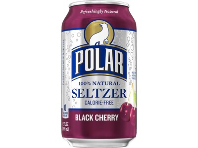 Polar Seltzer Water, 12 Fl. Oz., Black Cherry, 12/Carton, 2 Cartons/Pack (1000228)