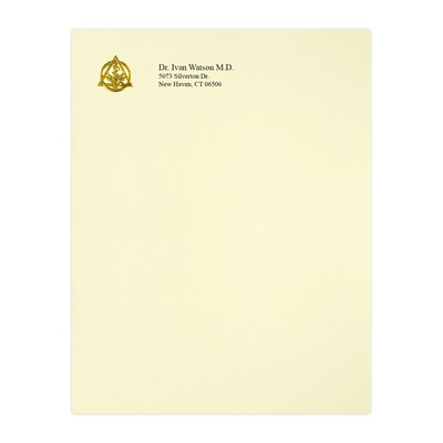 Custom 1 & 2 Color Letterhead, 8.5 x 11, CLASSIC® Laid Baronial Ivory 24#, Foil & 1 Stndrd Ink, Ra