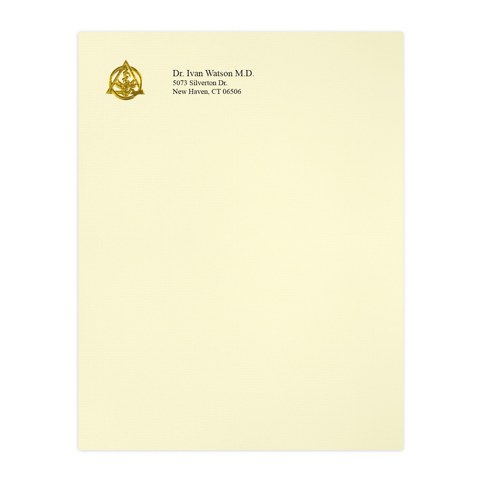 Custom 1 & 2 Color Letterhead, 8.5 x 11, CLASSIC® Laid Baronial Ivory 24#, Foil & 1 Stndrd Ink, Raised Print, Medical Logo 203