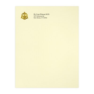 Custom 1 & 2 Color Letterhead, 8.5 x 11, CLASSIC® Laid Baronial Ivory 24#, Foil & 1 Standard Ink,