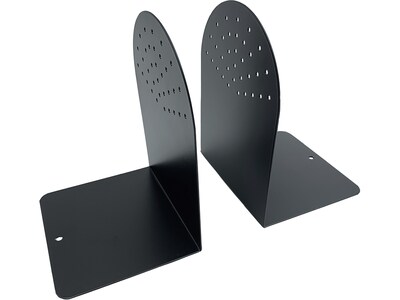 Huron Steel Book Ends, 7.25"H, Black (HASZ0095)