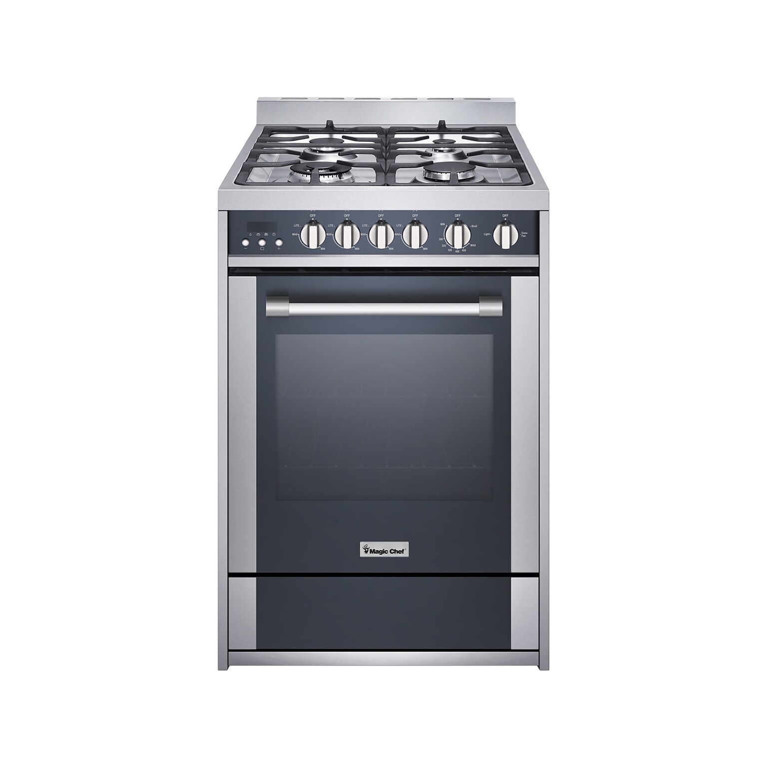 Magic Chef Gas Range 2.73 Cu. Ft., Stainless Steel/Black (MCSRG24S)