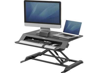 Fellowes Lotus LT 32"W Manual Adjustable Standing Desk Converter, Black (8215001)