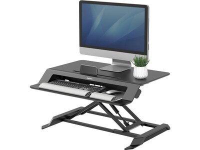 Fellowes Lotus LT 32"W Manual Adjustable Standing Desk Converter, Black (8215001)