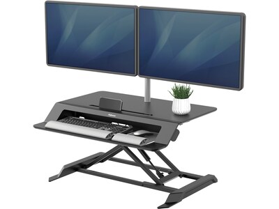 Fellowes Lotus LT 32"W Manual Adjustable Standing Desk Converter, Black (8215001)