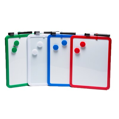 Charles Leonard Magnetic Dry Erase Boards, Assorted Colors, 4/Pack (CHL35204)