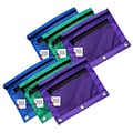 Charles Leonard 2-Pocket Zipper Nylon Pencil Pouch with Mesh Front, Assorted Colors, 6/Pack (CHL7635