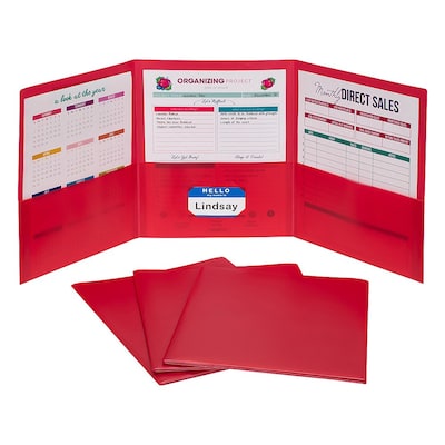 C-Line 3-Pocket Portfolio Folder, Red, Box of 24 (CLI33944)