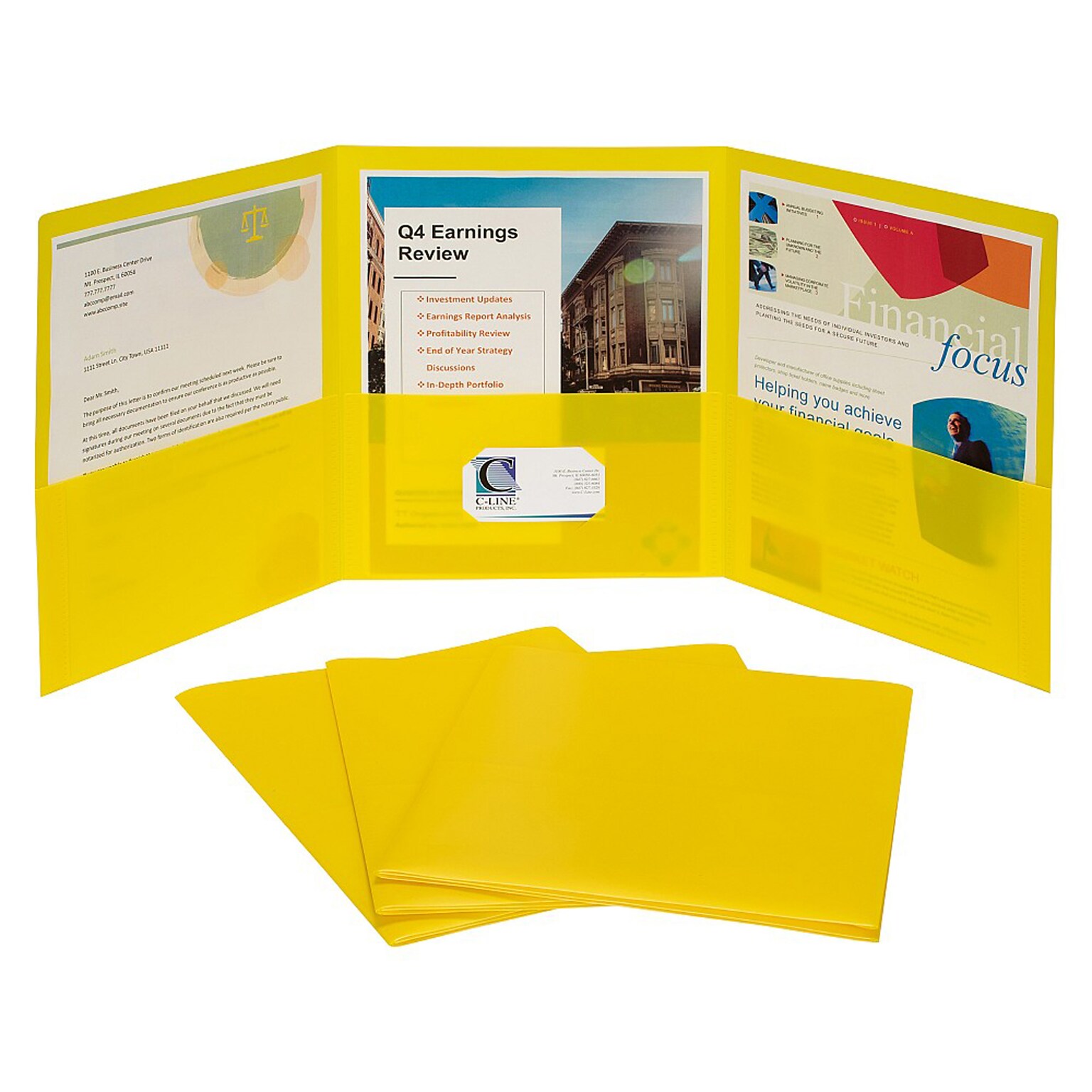 C-Line 3-Pocket Portfolio Folder, Yellow, Box of 24 (CLI33946)