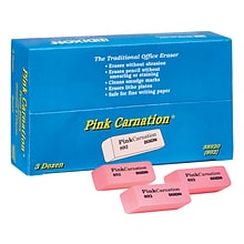 Dixon Pink Carnation Block Erasers, Pink, 36/Pack (DIX38920)