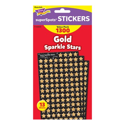 TREND Enterprises superShapes Value Pack Gold Sparkle Stars Stickers, 1300 Stickers/Pack, 3 Packs/Bundle (T-46935-3)