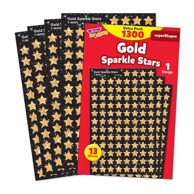 TREND Enterprises superShapes Value Pack Gold Sparkle Stars Stickers, 1300 Stickers/Pack, 3 Packs/Bundle (T-46935-3)