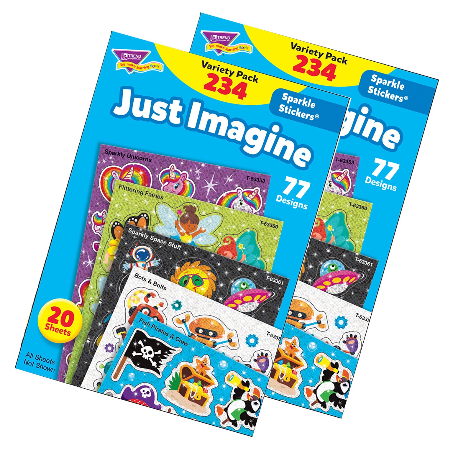 TREND Enterprises Just Imagine Sparkle Stickers Variety Pack, 234/Pack, 2 Packs/Bundle (T-63911-2)