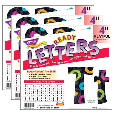 TREND Enterprises Swirl Dots on Black 4 Playful Combo Ready Letters, 648 Pieces (T-79761-3)