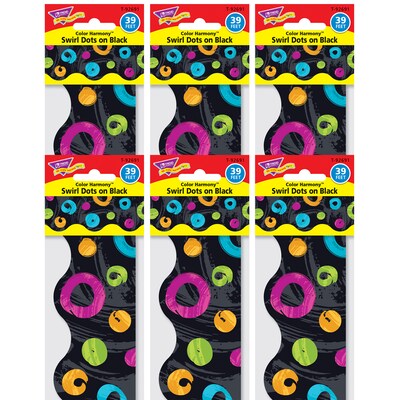 TREND Enterprises Terrific Trimmers Color Harmony 468L x 2.25H Trim, Swirl Dots on Black, 6 Packs (T-92691-6)
