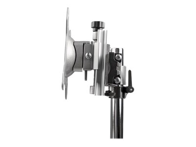 Dual Monitor Stand - Free Standing Desktop Pole Stand for 2x 24 VESA Mount Displays -Synchronized Height Adjustable - Silver