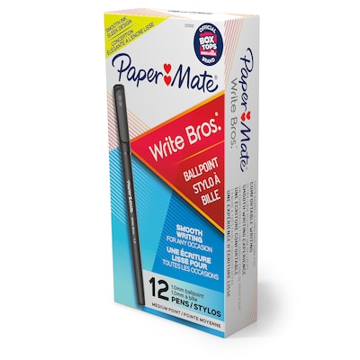 Paper Mate® Write Bros Ballpoint Stick Pen, Medium, Black Ink, Dozen