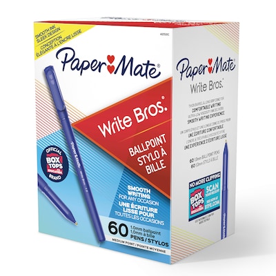 Paper Mate Write Bros. Ballpoint Pen, Medium Point, Blue Ink, 60/Pack (4621501)