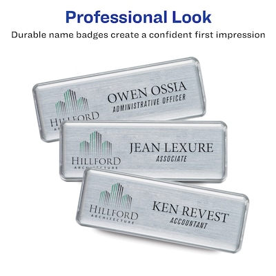 Avery The Mighty Badge Magnet Name Badge Kit, Silver, 10/Pack (71206)