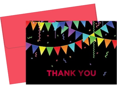 Great Papers! Rainbow Pennant Red Foil Personal Thank You Notecard, Multicolor, 50/Pack (2020030)
