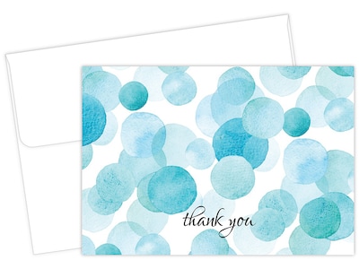 Great Papers! Watercolor Dots Personal Thank You Notecard, Blue/White/Black, 25/Pack (2020027)