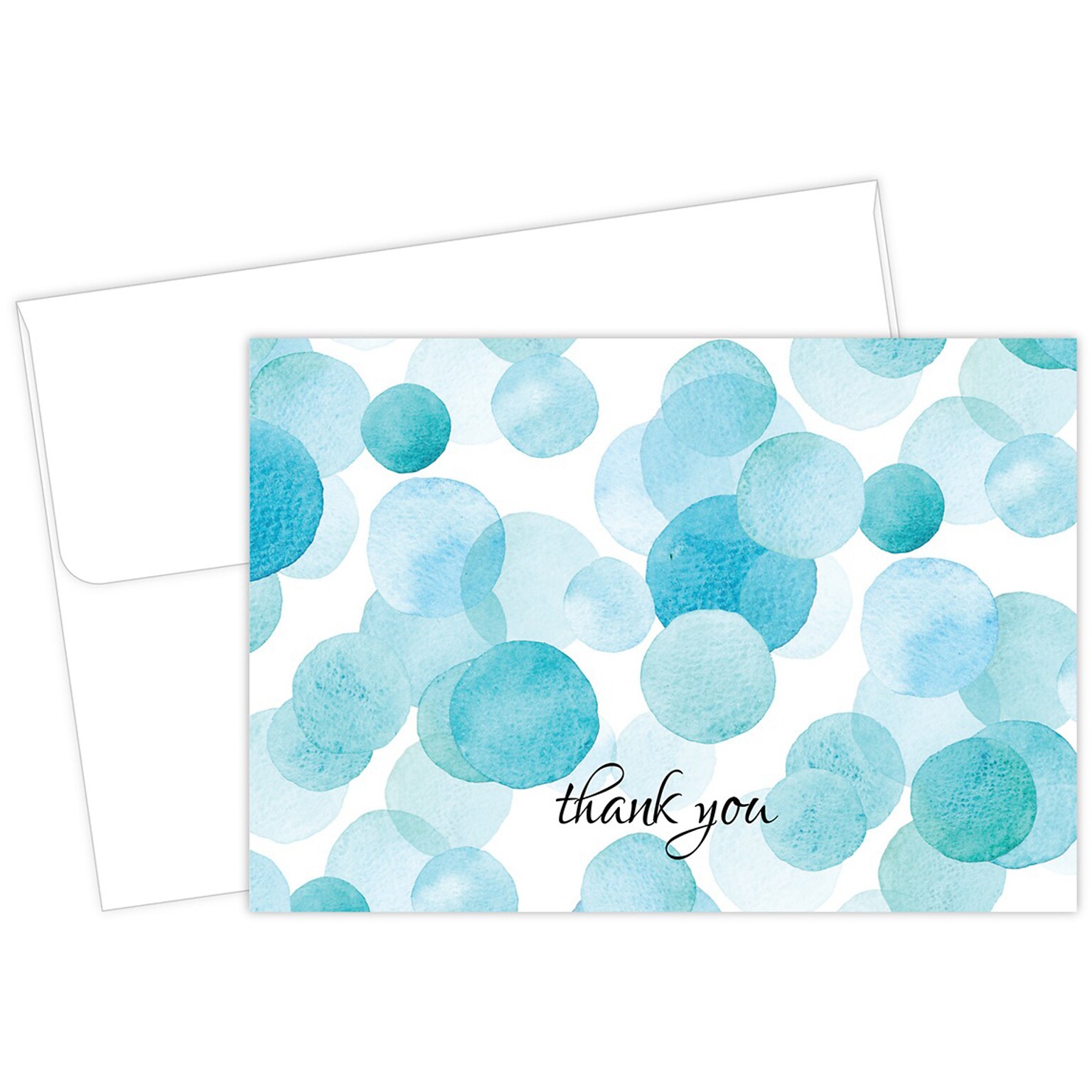 Great Papers Watercolor Dots Uncoated Personal Thank You Notecards, Blue/White/Black, 25/Pack (2020027)