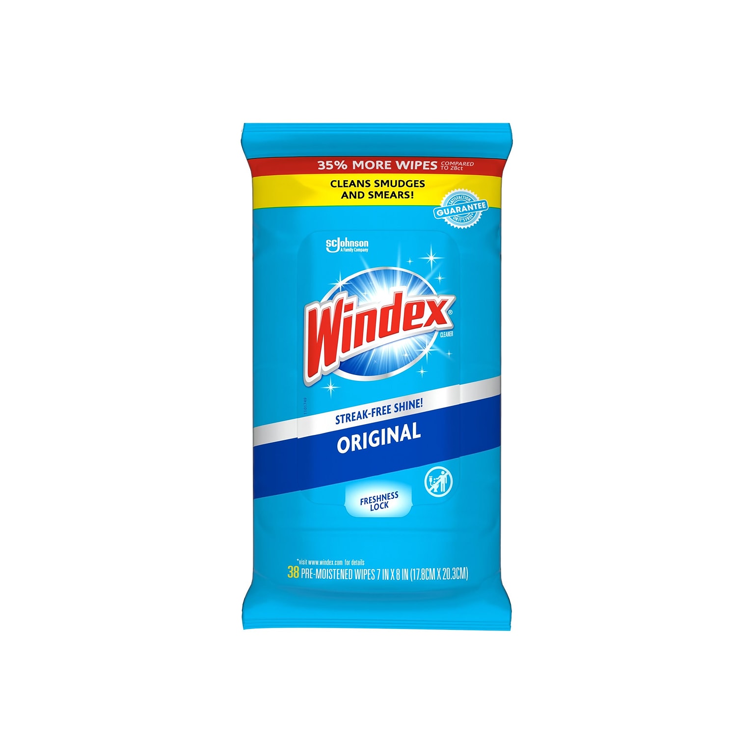 Windex Window and Glass Wipes, Original, 38/Pack (319251)