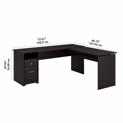Bush Furniture Cabot 36"-42"H 3 Position L Shaped Sit to Stand Desk, Espresso Oak (CAB050EPO)
