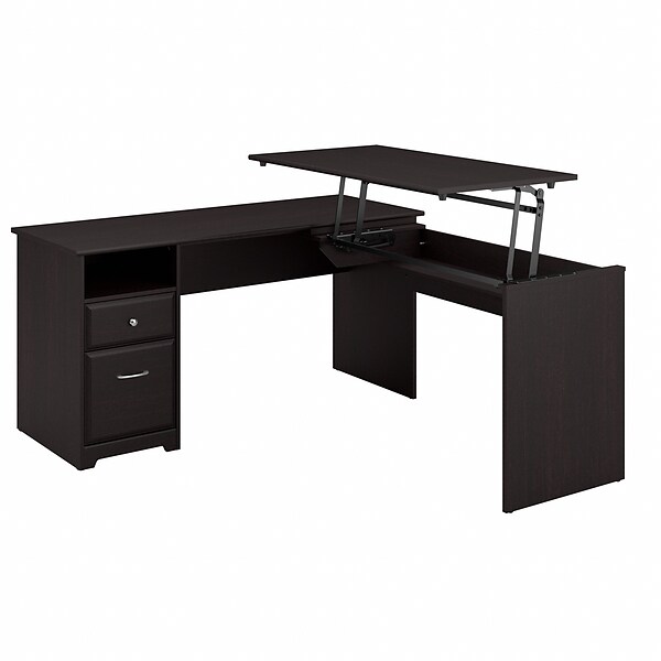 Bush Furniture Cabot 36-42H 3 Position L Shaped Sit to Stand Desk, Espresso Oak (CAB043EPO)